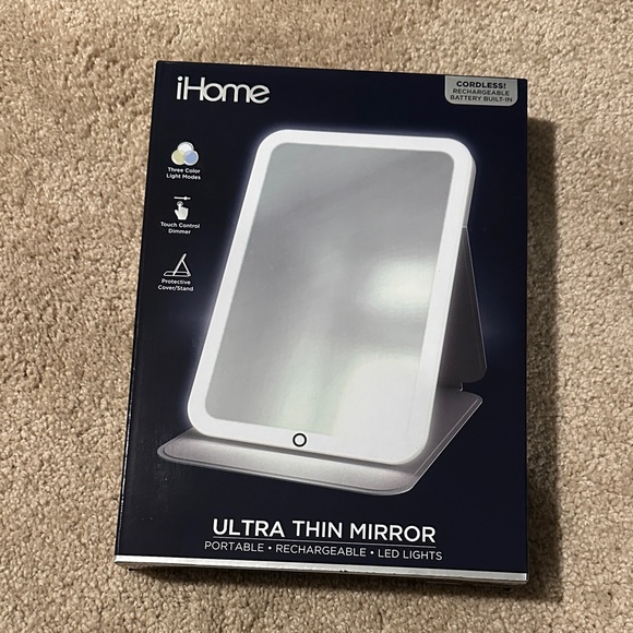 iHome Ultra Thin LED Mirror in White - Picture 1 of 2
